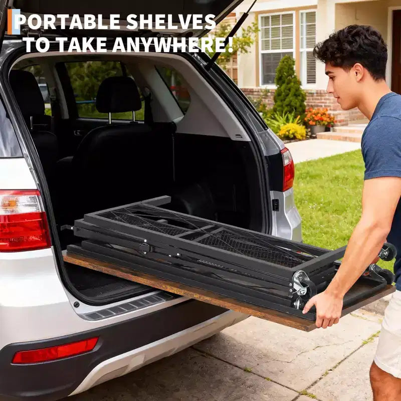 Bureau pliable noir à 3 niveaux avec roulettes – 1 personne