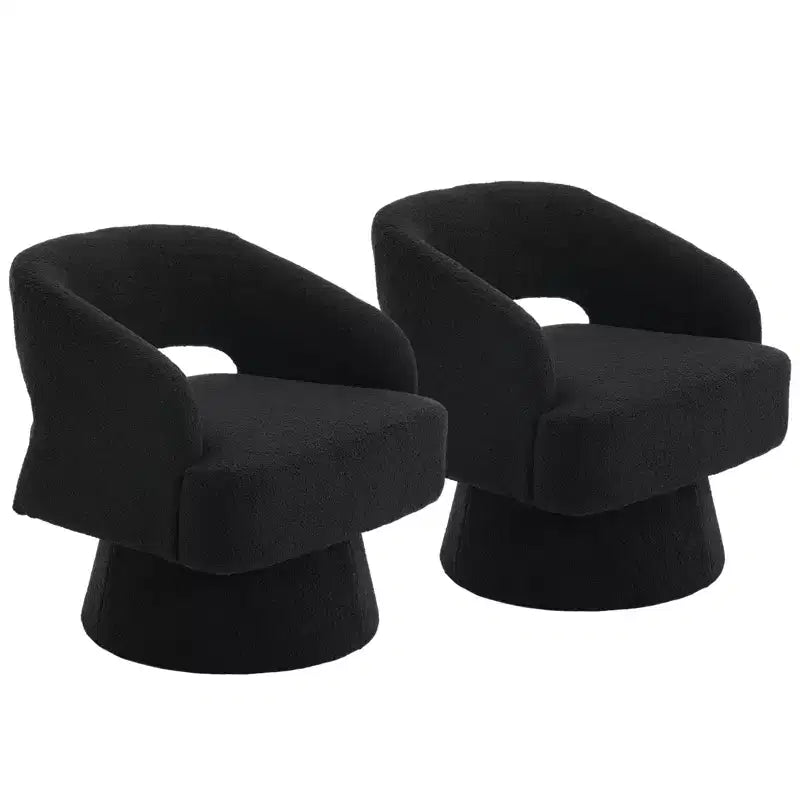 Fauteuil pivotant en velours beige / noir / camel / vert avec dossier rayé, une place