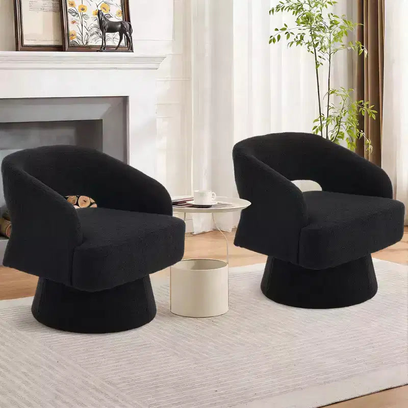 Fauteuil pivotant en velours beige / noir / camel / vert avec dossier rayé, une place