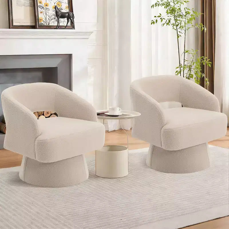 Fauteuil pivotant en velours beige / noir / camel / vert avec dossier rayé, une place