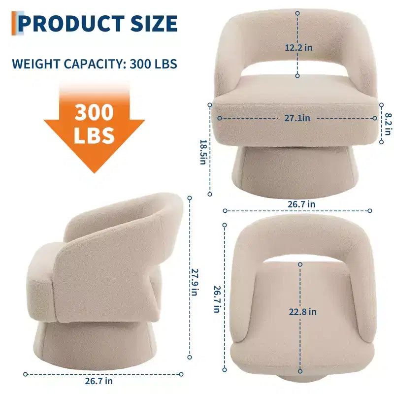 Fauteuil pivotant en velours beige / noir / camel / vert avec dossier rayé, une place