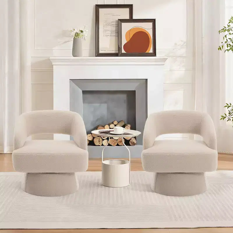 Fauteuil pivotant en velours beige / noir / camel / vert avec dossier rayé, une place