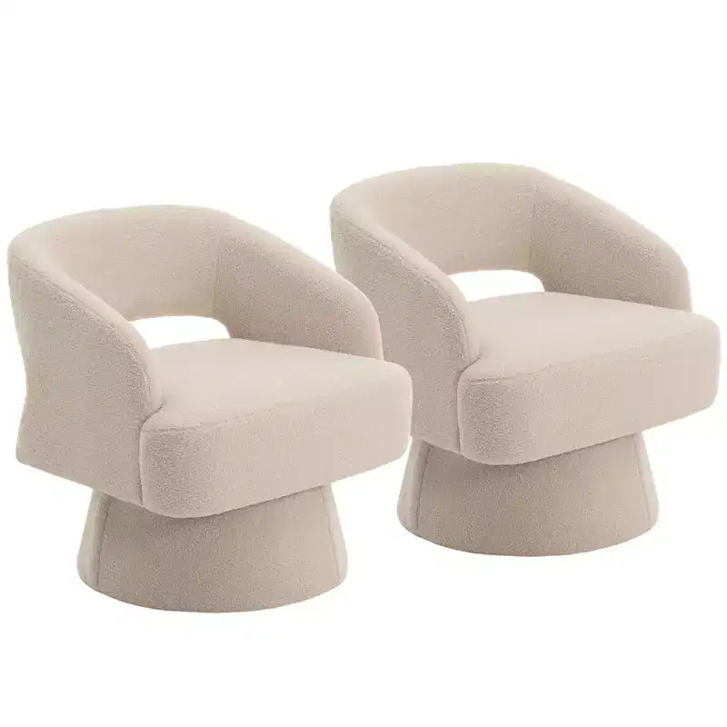 Fauteuil pivotant en velours beige / noir / camel / vert avec dossier rayé, une place