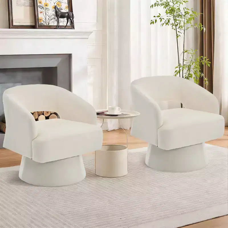 Fauteuil pivotant en velours beige / noir / camel / vert avec dossier rayé, une place