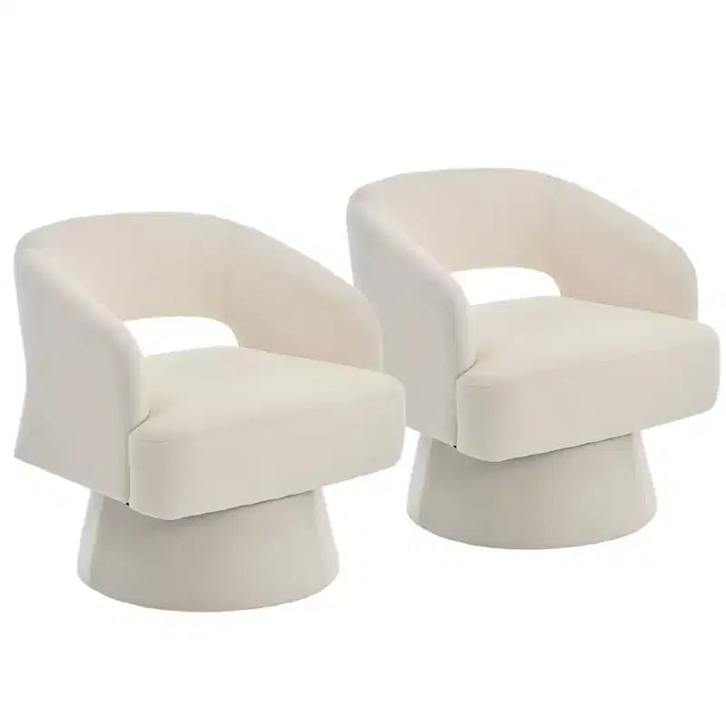 Fauteuil pivotant en velours beige / noir / camel / vert avec dossier rayé, une place