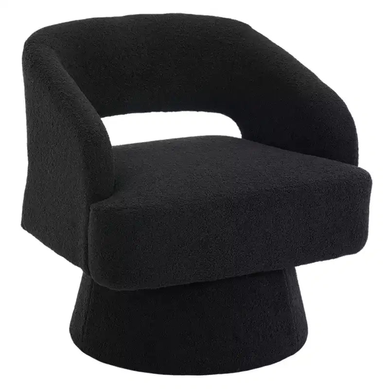 Fauteuil pivotant en velours beige / noir / camel / vert avec dossier rayé, une place