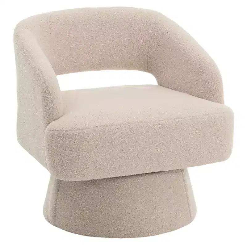 Fauteuil pivotant en velours beige / noir / camel / vert avec dossier rayé, une place