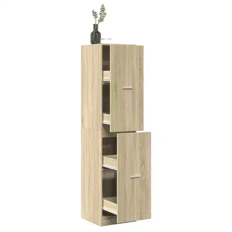 Armoire d'apothicaire Sonoma Chêne, marron, 2 portes / 4 tiroirs, assemblage 1 personne