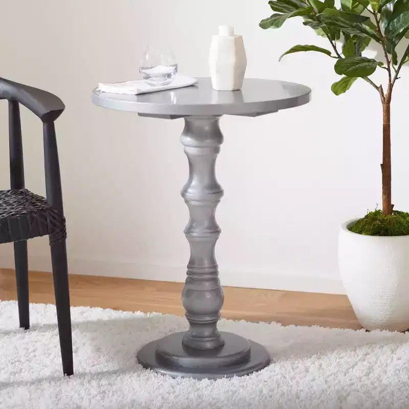 Table d'appoint ronde avec accent or/argent – 1 pièce