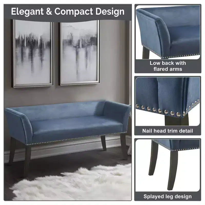Banc d'appoint rembourré taupe / bleu ardoise / crème / gris / bleu – 1 place