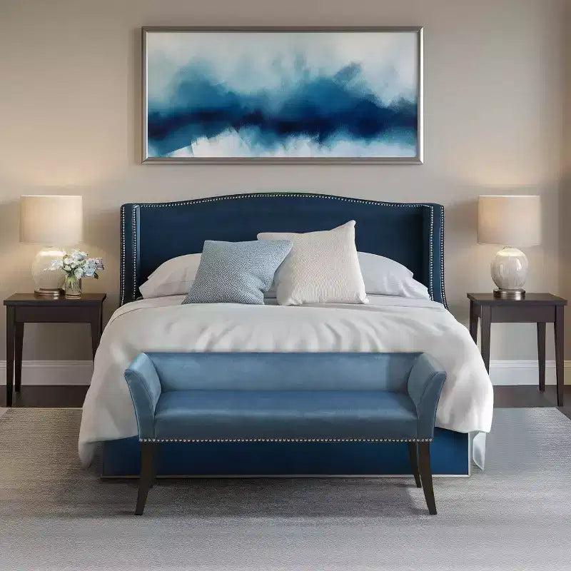 Banc d'appoint rembourré taupe / bleu ardoise / crème / gris / bleu – 1 place