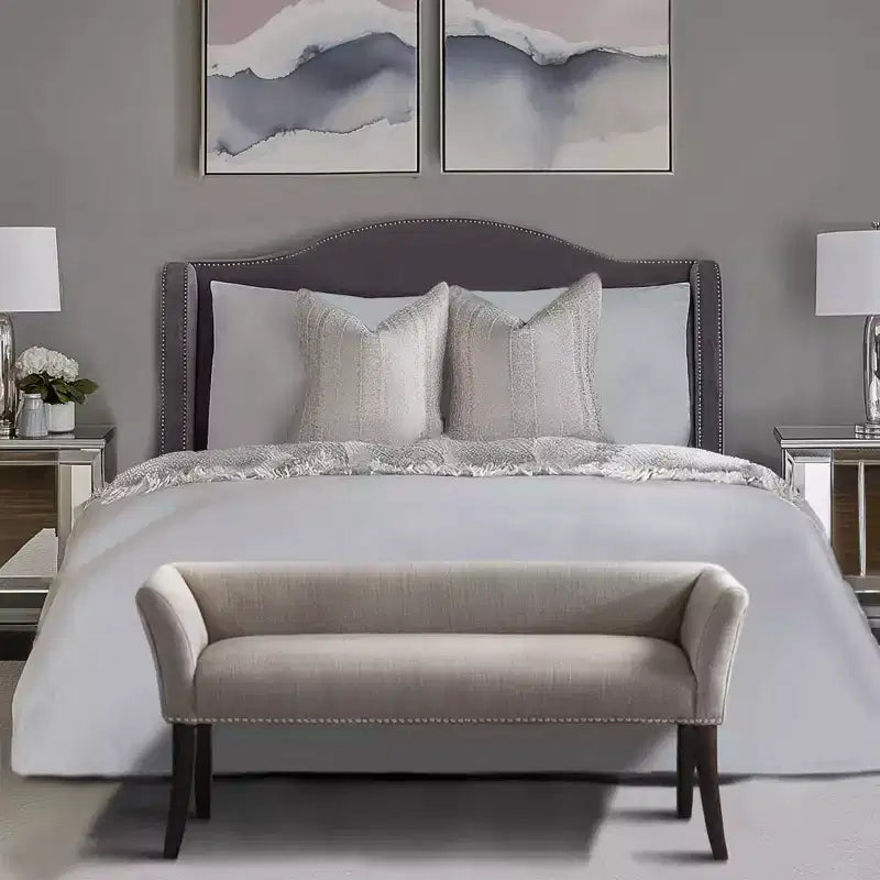 Banc d'appoint rembourré taupe / bleu ardoise / crème / gris / bleu – 1 place