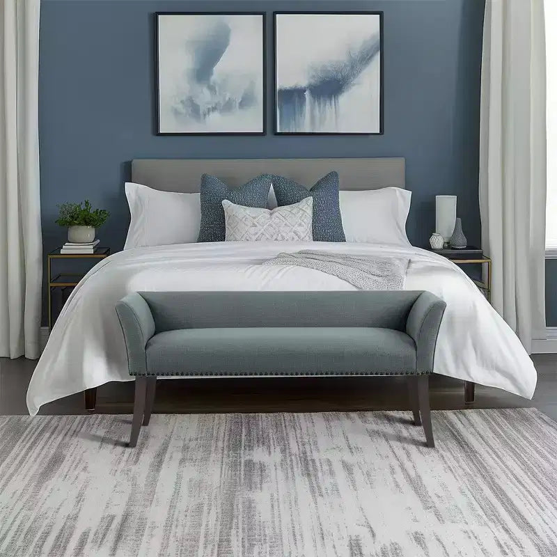 Banc d'appoint rembourré taupe / bleu ardoise / crème / gris / bleu – 1 place