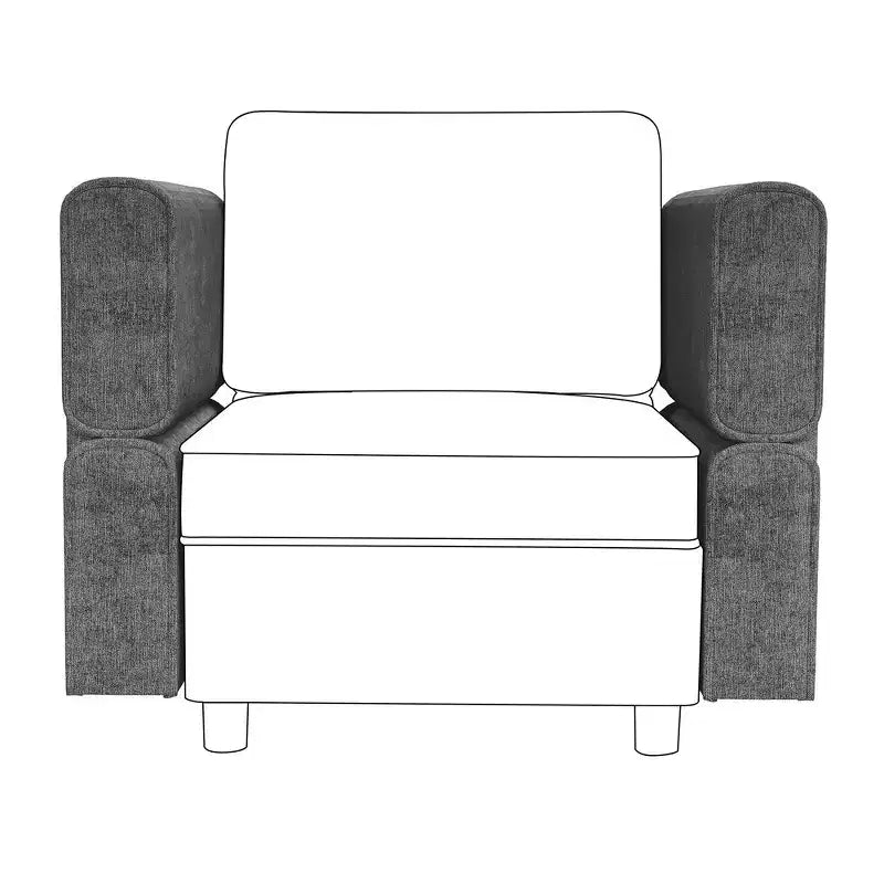 Canapé d'angle modulable 9 places en chenille grise en forme de U avec rangement et pouf